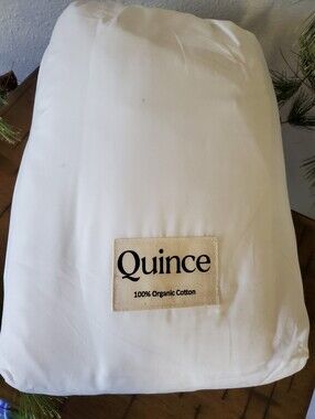 Quince King Organic Cotton Percale Sheet Set Flat Top Sheet Pillowcases White